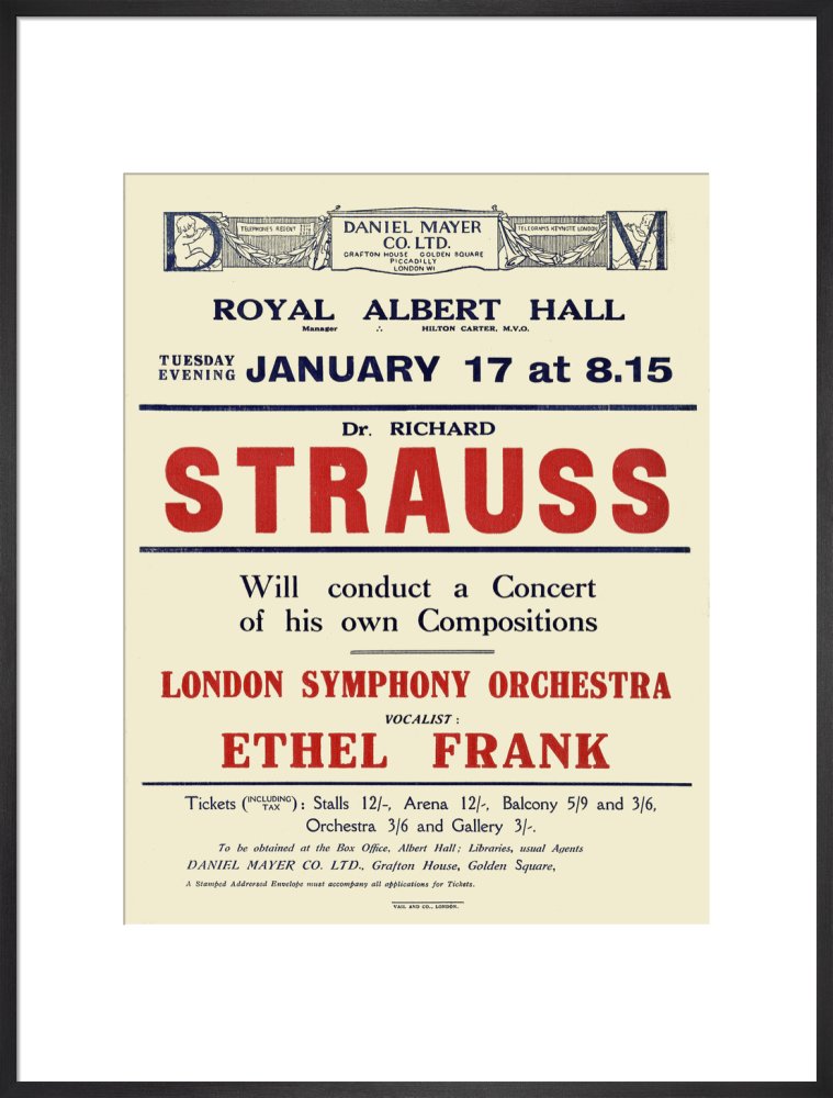 Handbill from Dr. Richard Strauss Concert, 17 January 1922 - Royal Albert Hall