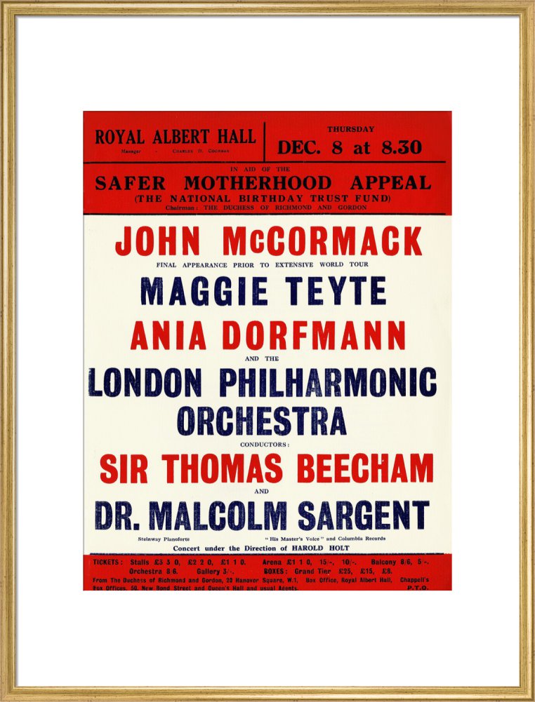 Handbill for a Grand Concert, in aid of the Safer Motherhood Appeal (The National Birthday Trust Fund), 8 December 1932 - Royal Albert Hall