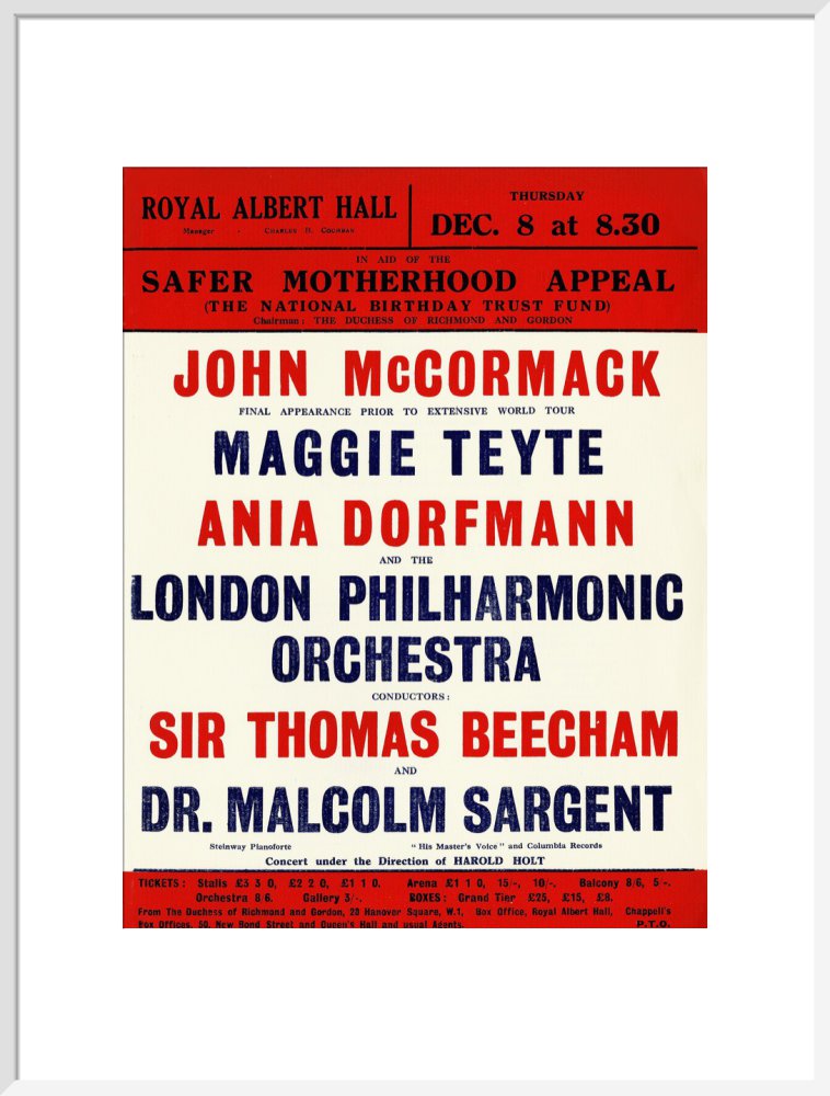 Handbill for a Grand Concert, in aid of the Safer Motherhood Appeal (The National Birthday Trust Fund), 8 December 1932 - Royal Albert Hall