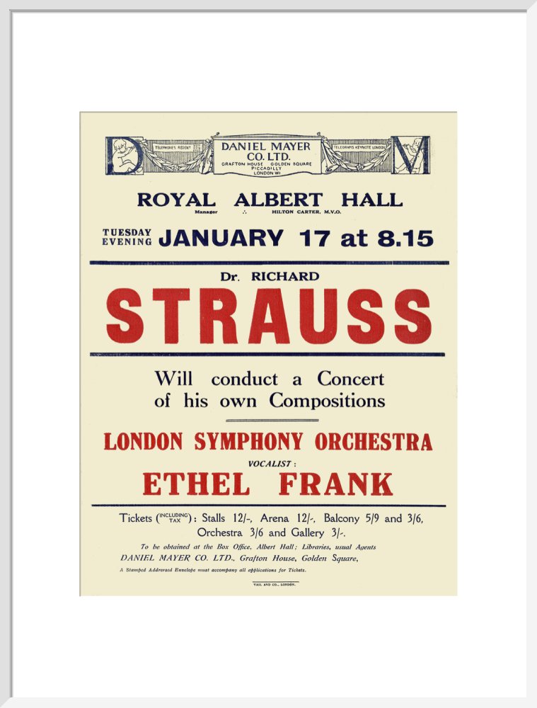 Handbill from Dr. Richard Strauss Concert, 17 January 1922 - Royal Albert Hall