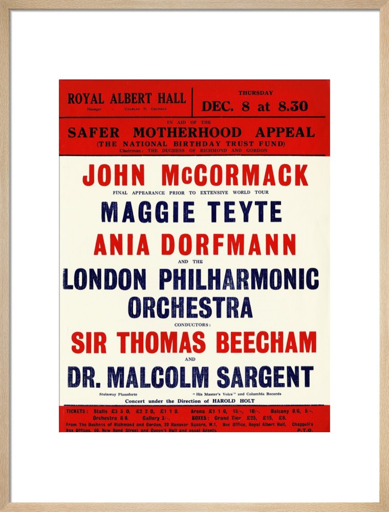 Handbill for a Grand Concert, in aid of the Safer Motherhood Appeal (The National Birthday Trust Fund), 8 December 1932 - Royal Albert Hall