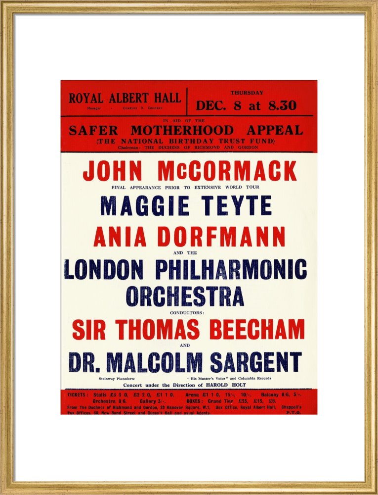 Handbill for a Grand Concert, in aid of the Safer Motherhood Appeal (The National Birthday Trust Fund), 8 December 1932 - Royal Albert Hall