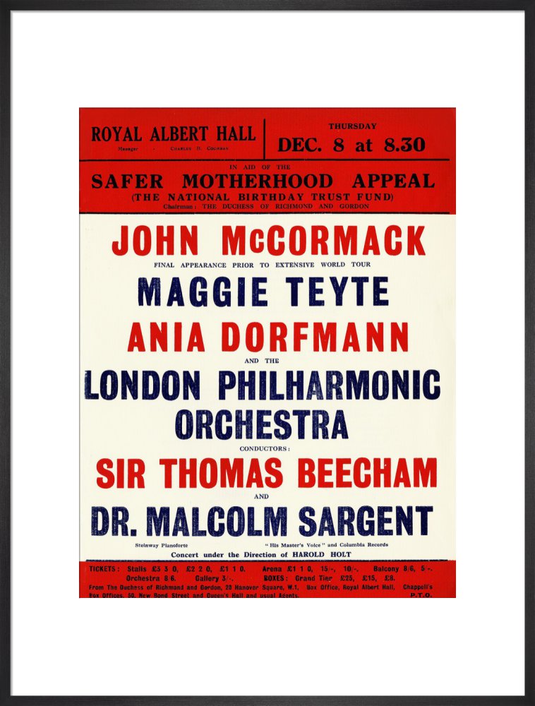 Handbill for a Grand Concert, in aid of the Safer Motherhood Appeal (The National Birthday Trust Fund), 8 December 1932 - Royal Albert Hall