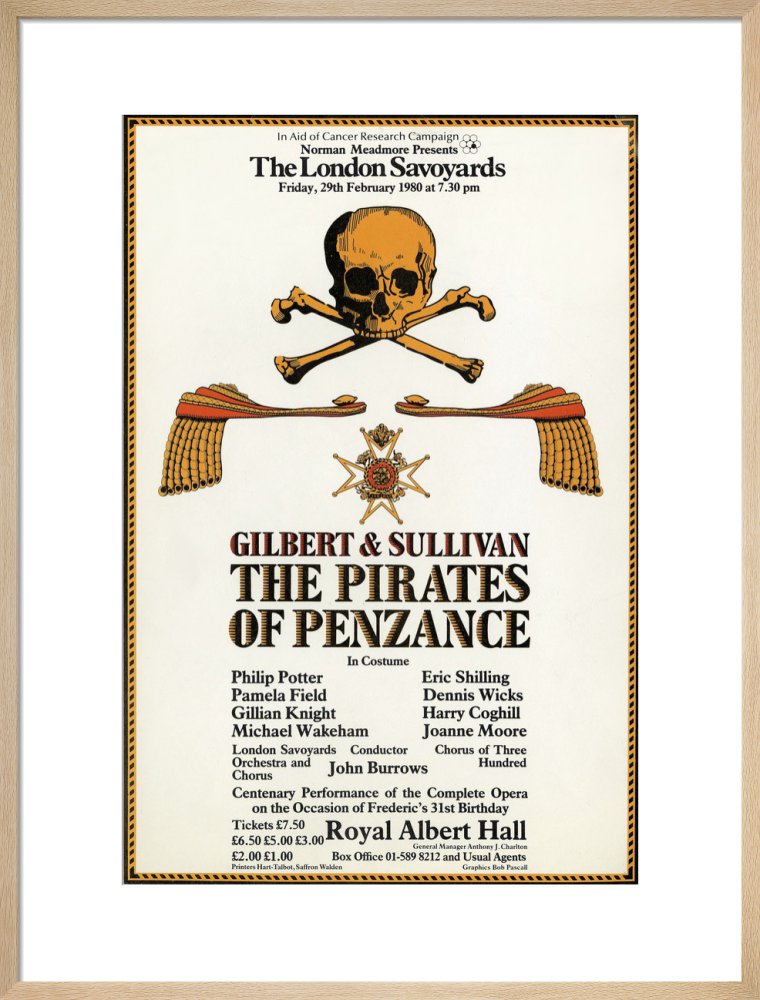 Handbill from The London Savoyards - Gilbert & Sullivan's 'The Pirates of Penzance', 29 February 1980 - Royal Albert Hall