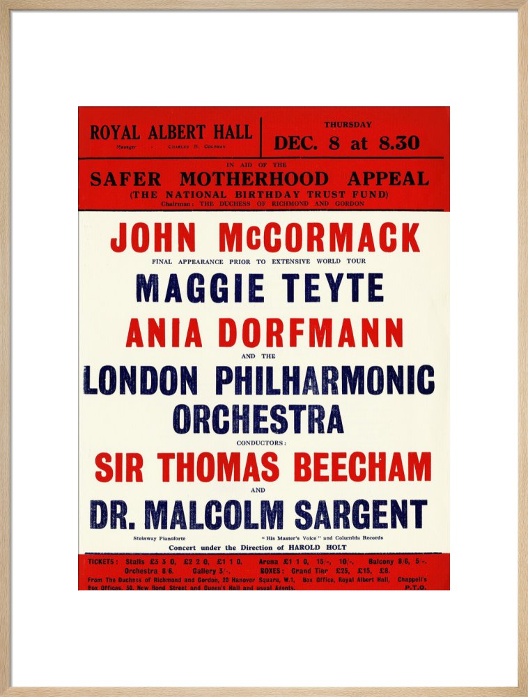 Handbill for a Grand Concert, in aid of the Safer Motherhood Appeal (The National Birthday Trust Fund), 8 December 1932 - Royal Albert Hall