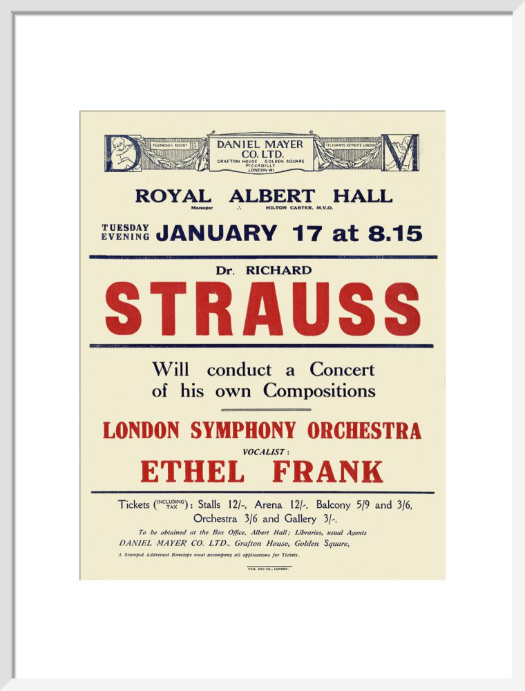 Handbill from Dr. Richard Strauss Concert, 17 January 1922 - Royal Albert Hall