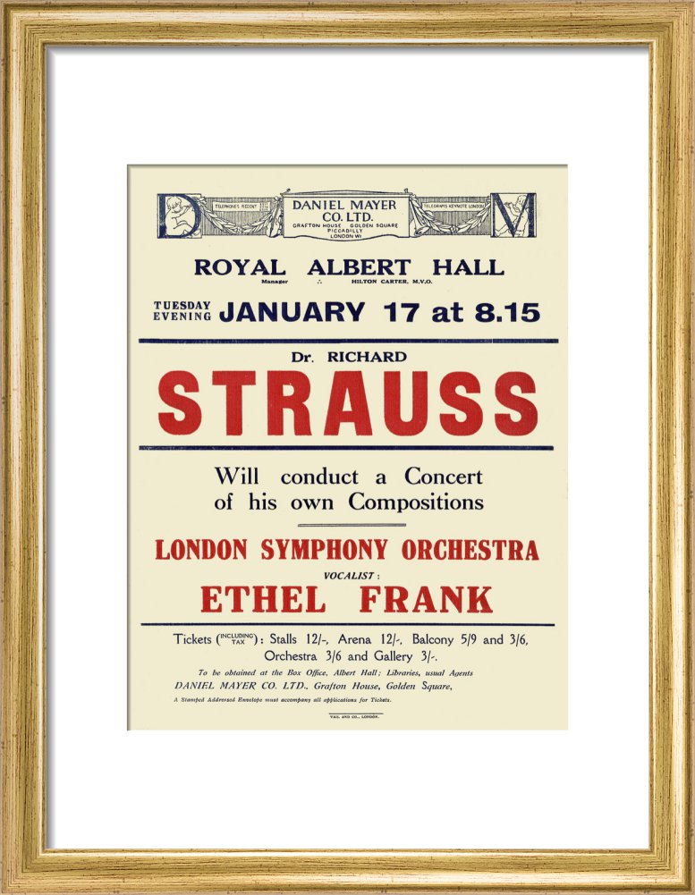 Handbill from Dr. Richard Strauss Concert, 17 January 1922 - Royal Albert Hall