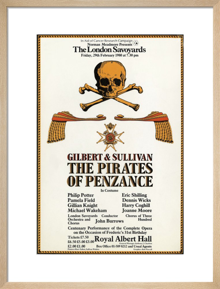 Handbill from The London Savoyards - Gilbert & Sullivan's 'The Pirates of Penzance', 29 February 1980 - Royal Albert Hall