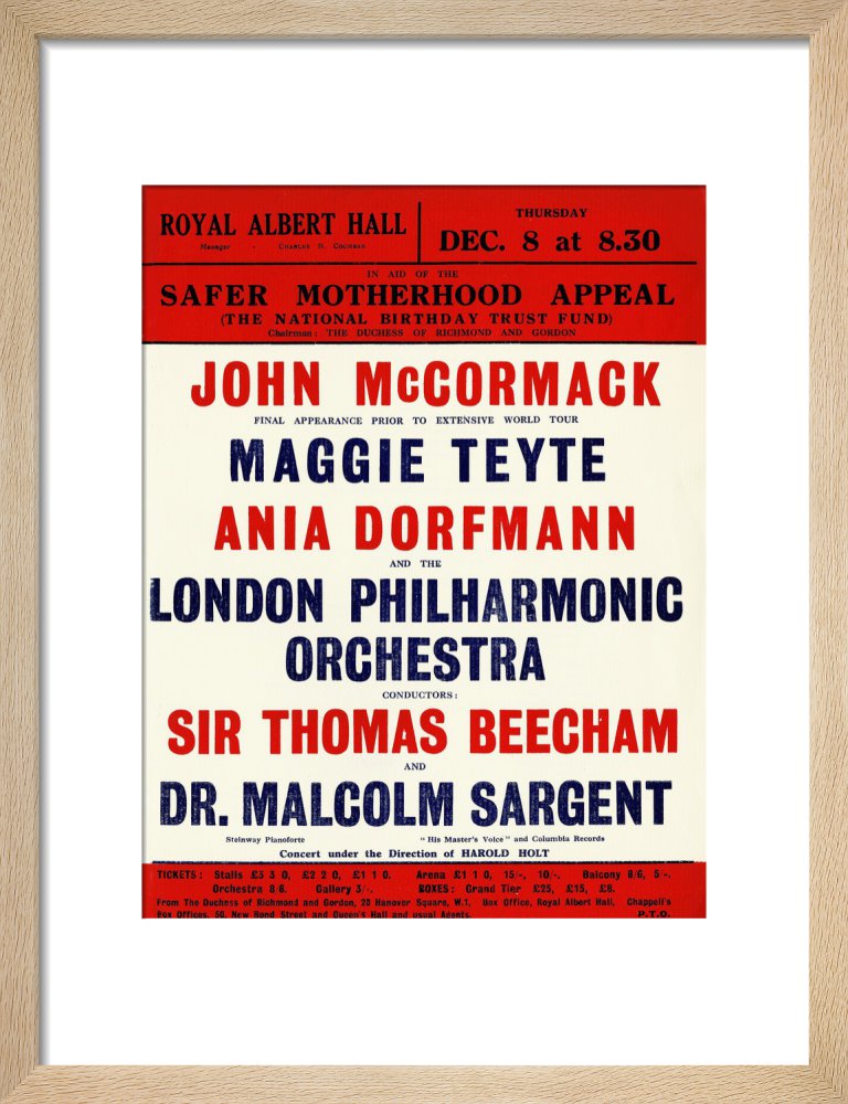 Handbill for a Grand Concert, in aid of the Safer Motherhood Appeal (The National Birthday Trust Fund), 8 December 1932 - Royal Albert Hall