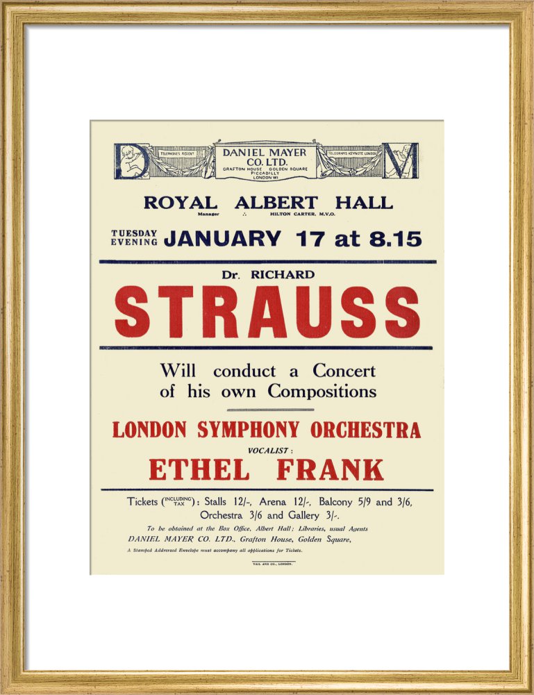 Handbill from Dr. Richard Strauss Concert, 17 January 1922 - Royal Albert Hall