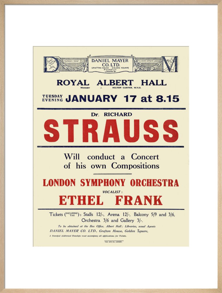 Handbill from Dr. Richard Strauss Concert, 17 January 1922 - Royal Albert Hall