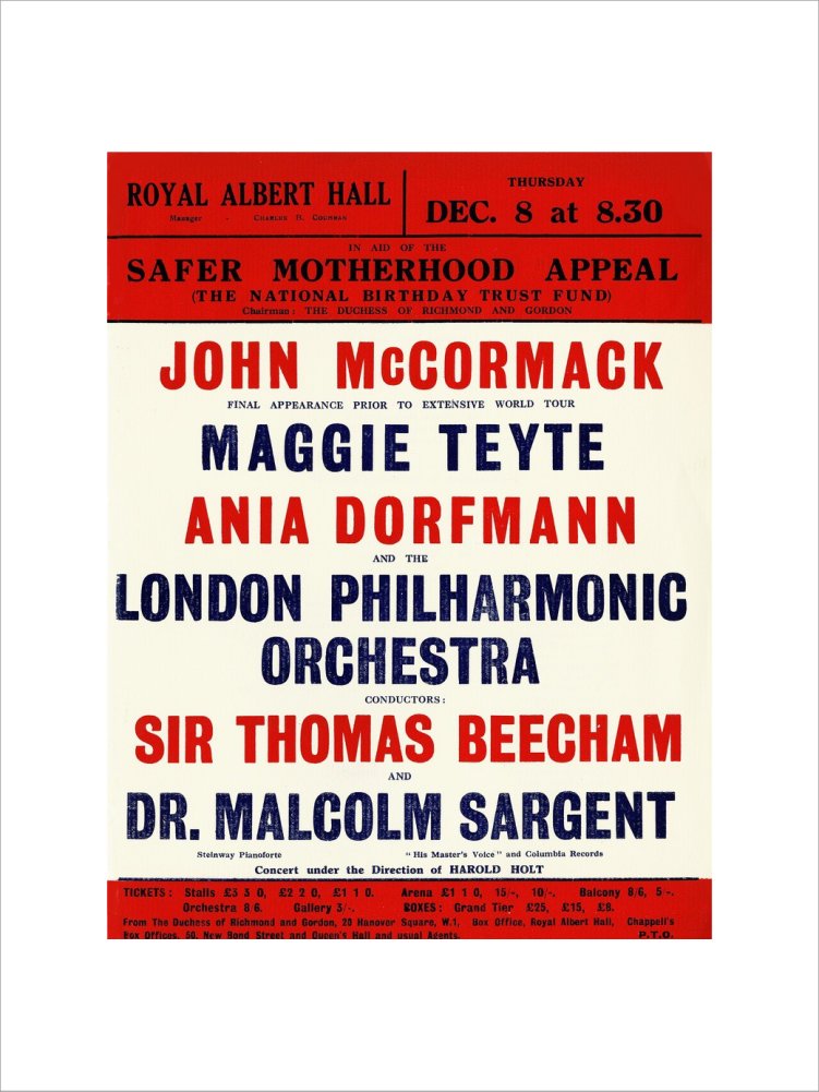 Handbill for a Grand Concert, in aid of the Safer Motherhood Appeal (The National Birthday Trust Fund), 8 December 1932 - Royal Albert Hall