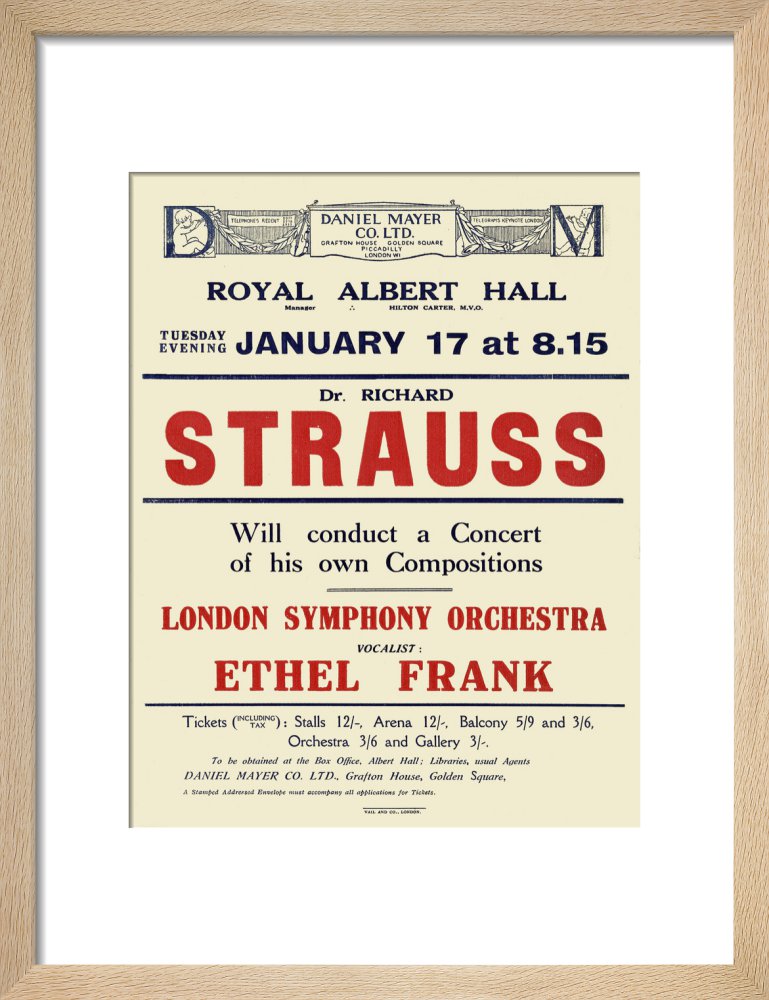 Handbill from Dr. Richard Strauss Concert, 17 January 1922 - Royal Albert Hall