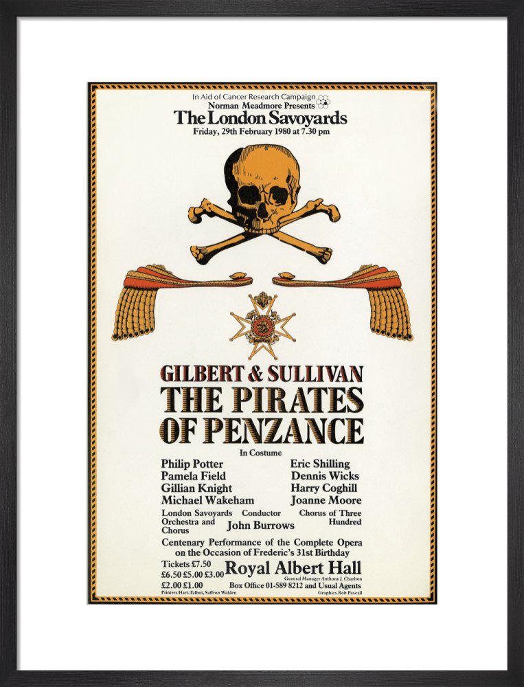Handbill from The London Savoyards - Gilbert & Sullivan's 'The Pirates of Penzance', 29 February 1980 - Royal Albert Hall