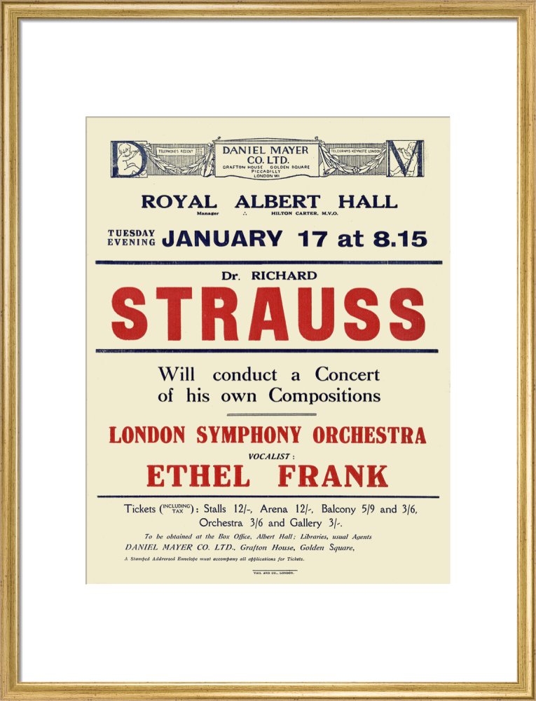Handbill from Dr. Richard Strauss Concert, 17 January 1922 - Royal Albert Hall