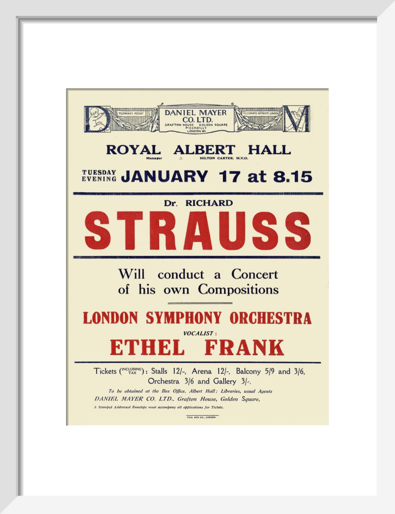 Handbill from Dr. Richard Strauss Concert, 17 January 1922 - Royal Albert Hall