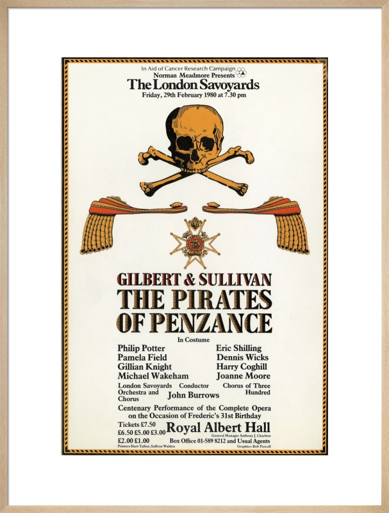 Handbill from The London Savoyards - Gilbert & Sullivan's 'The Pirates of Penzance', 29 February 1980 - Royal Albert Hall
