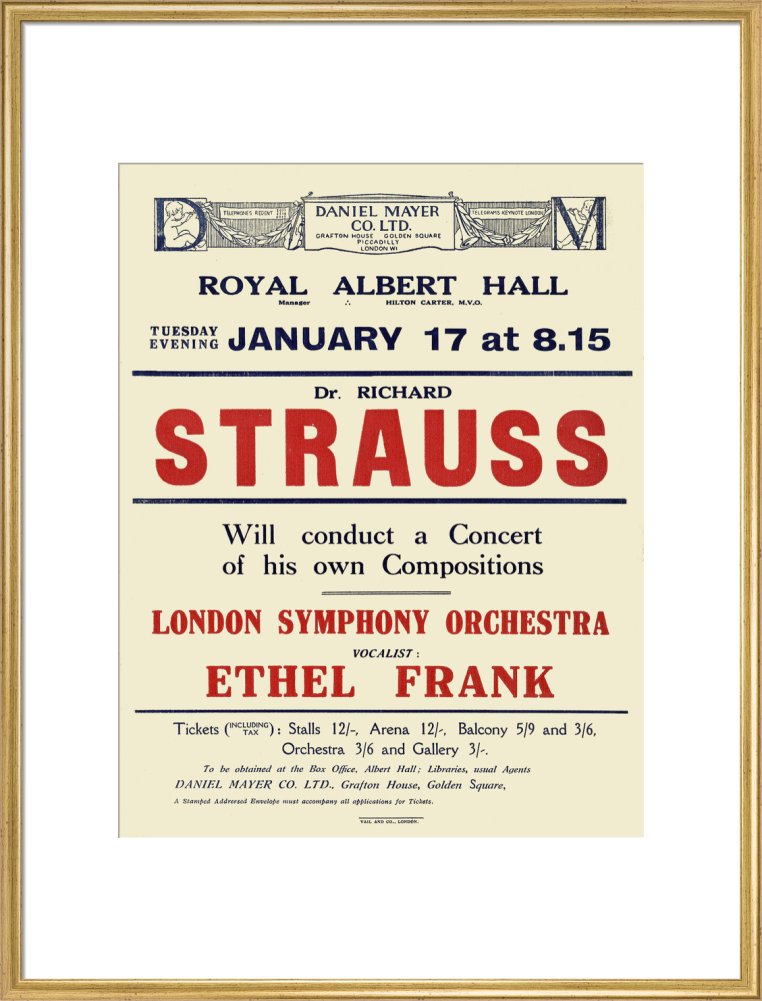 Handbill from Dr. Richard Strauss Concert, 17 January 1922 - Royal Albert Hall