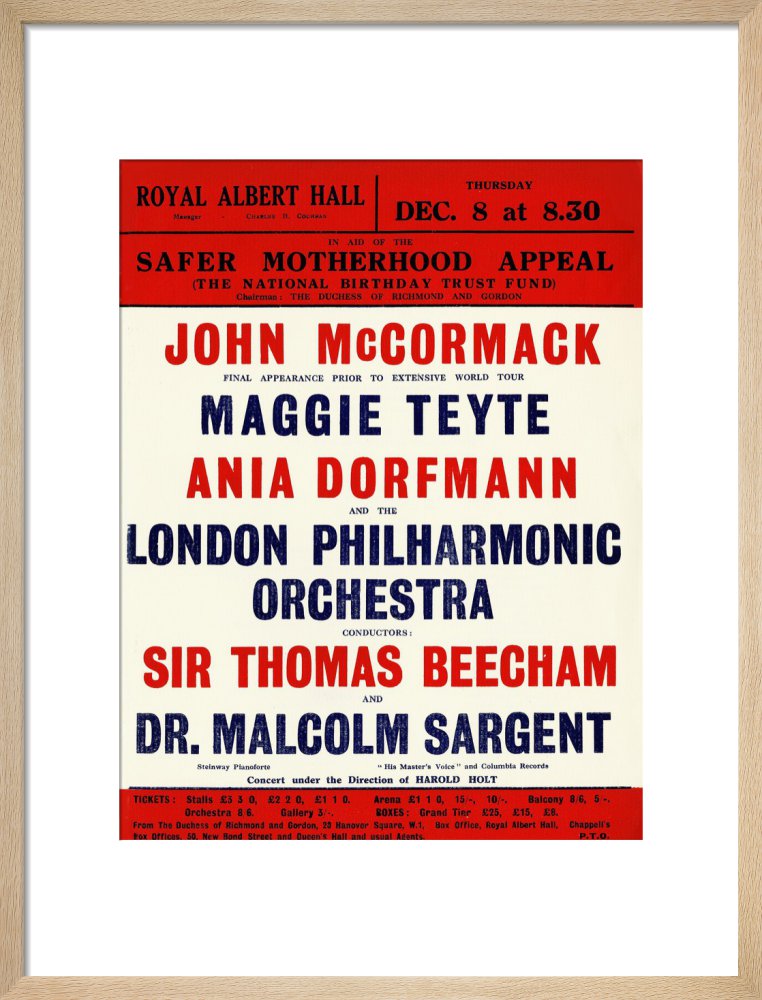 Handbill for a Grand Concert, in aid of the Safer Motherhood Appeal (The National Birthday Trust Fund), 8 December 1932 - Royal Albert Hall