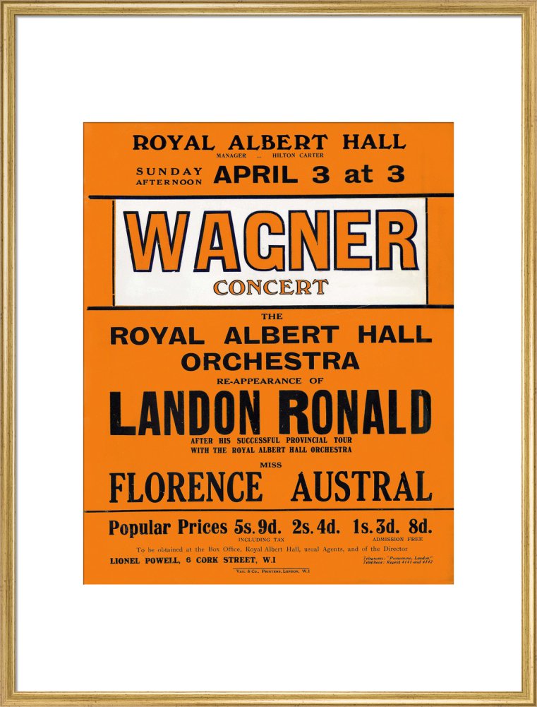 Handbill for Special Sunday Concerts (1920-1921 Season) - Wagner Concert, 3 April 1921 - Royal Albert Hall