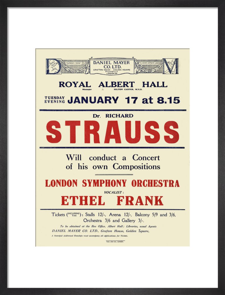 Handbill from Dr. Richard Strauss Concert, 17 January 1922 - Royal Albert Hall
