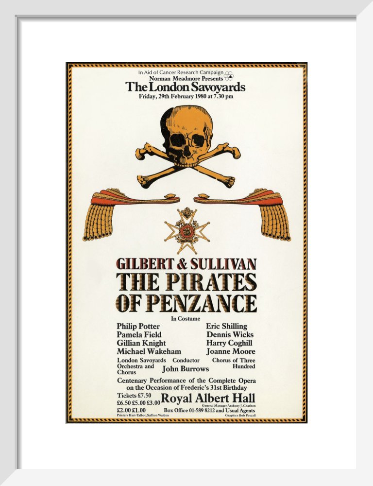 Handbill from The London Savoyards - Gilbert & Sullivan's 'The Pirates of Penzance', 29 February 1980 - Royal Albert Hall