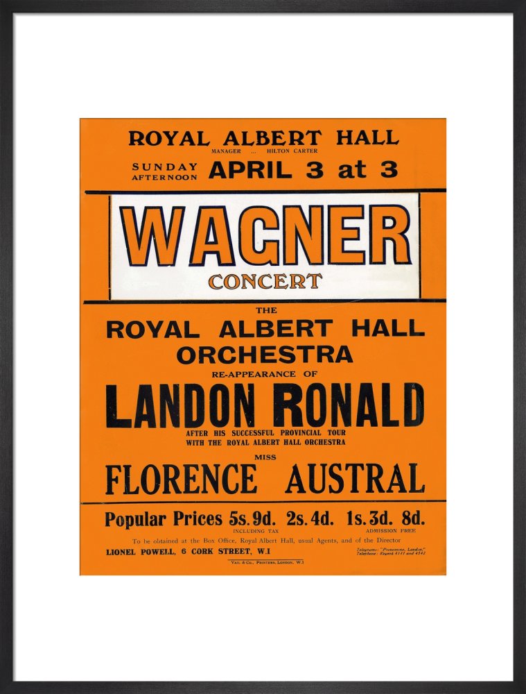 Handbill for Special Sunday Concerts (1920-1921 Season) - Wagner Concert, 3 April 1921 - Royal Albert Hall