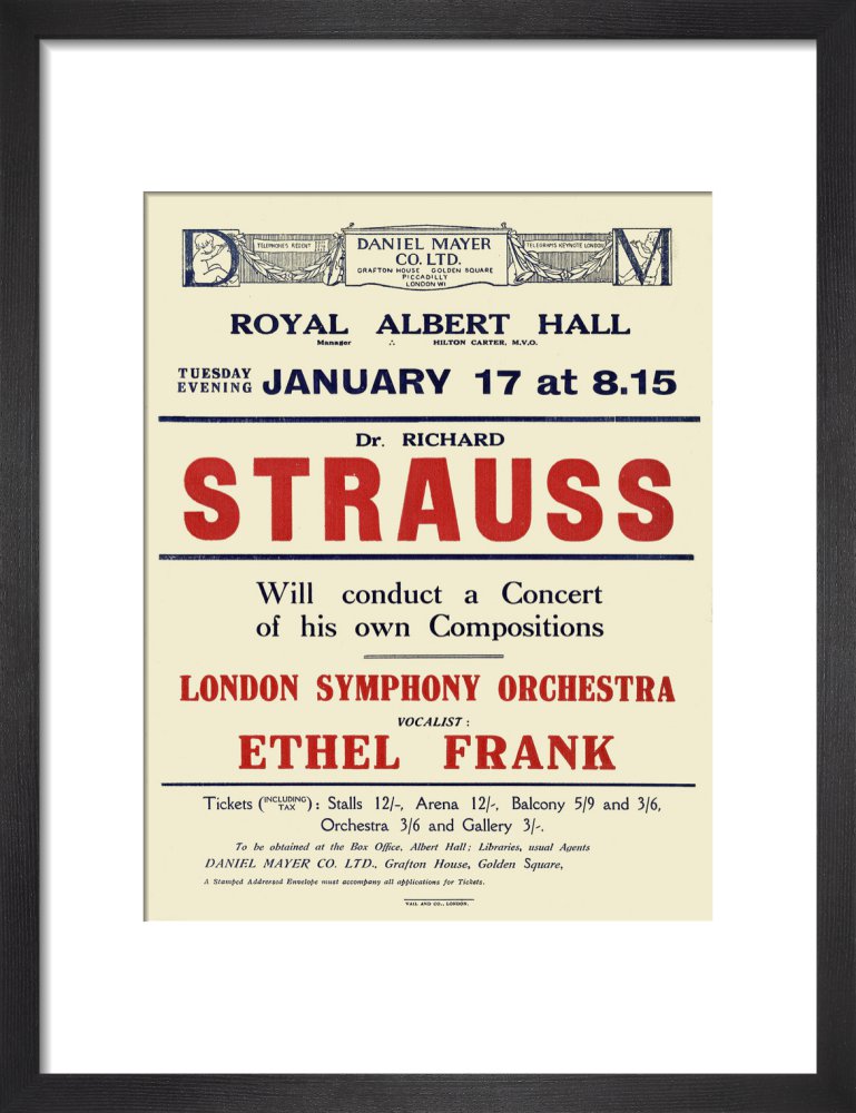 Handbill from Dr. Richard Strauss Concert, 17 January 1922 - Royal Albert Hall