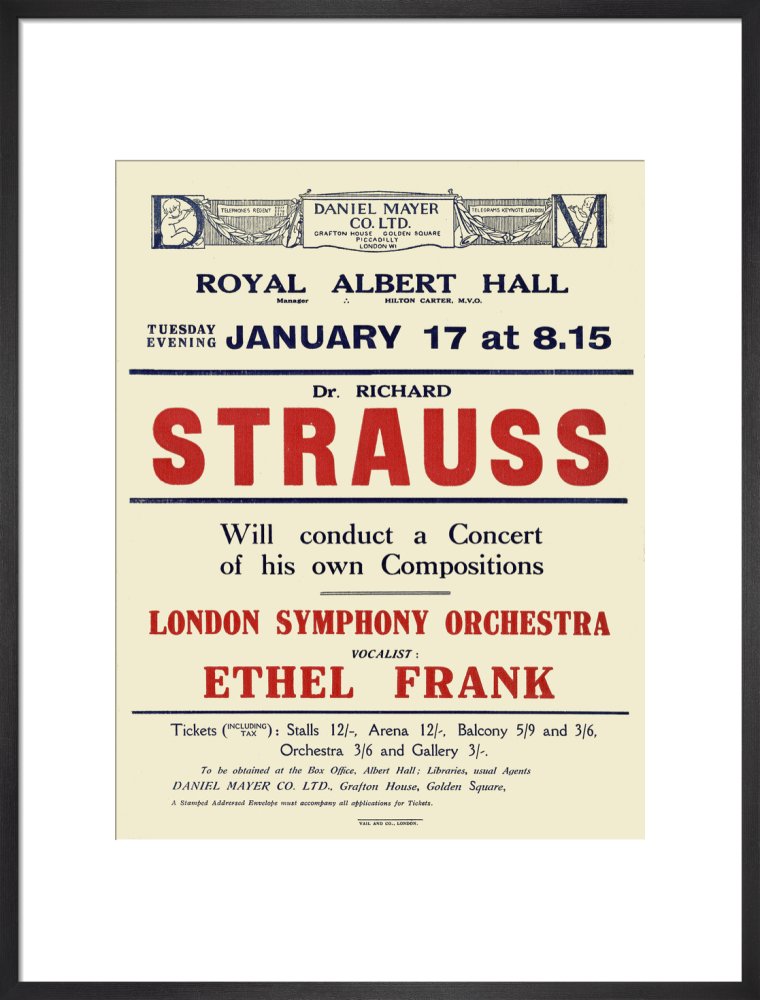 Handbill from Dr. Richard Strauss Concert, 17 January 1922 - Royal Albert Hall