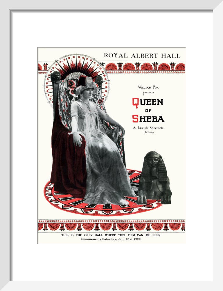 Programme for William Fox Presents 'Queen of Sheba' - A Lavish Spectacle-Drama, 21-27 January 1922 - Royal Albert Hall