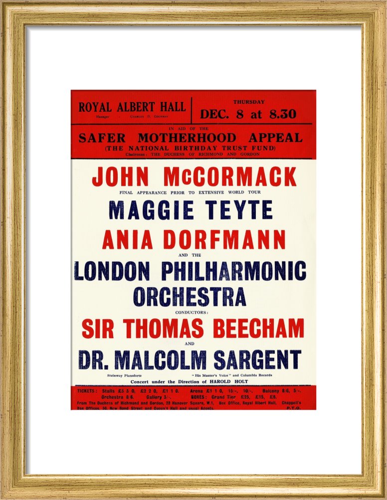 Handbill for a Grand Concert, in aid of the Safer Motherhood Appeal (The National Birthday Trust Fund), 8 December 1932 - Royal Albert Hall