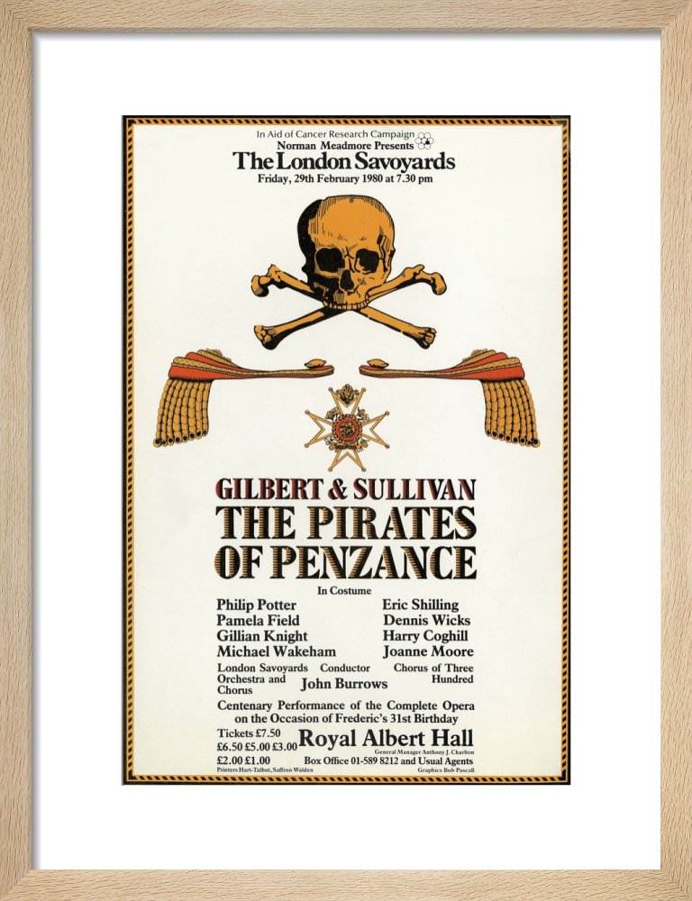 Handbill from The London Savoyards - Gilbert & Sullivan's 'The Pirates of Penzance', 29 February 1980 - Royal Albert Hall