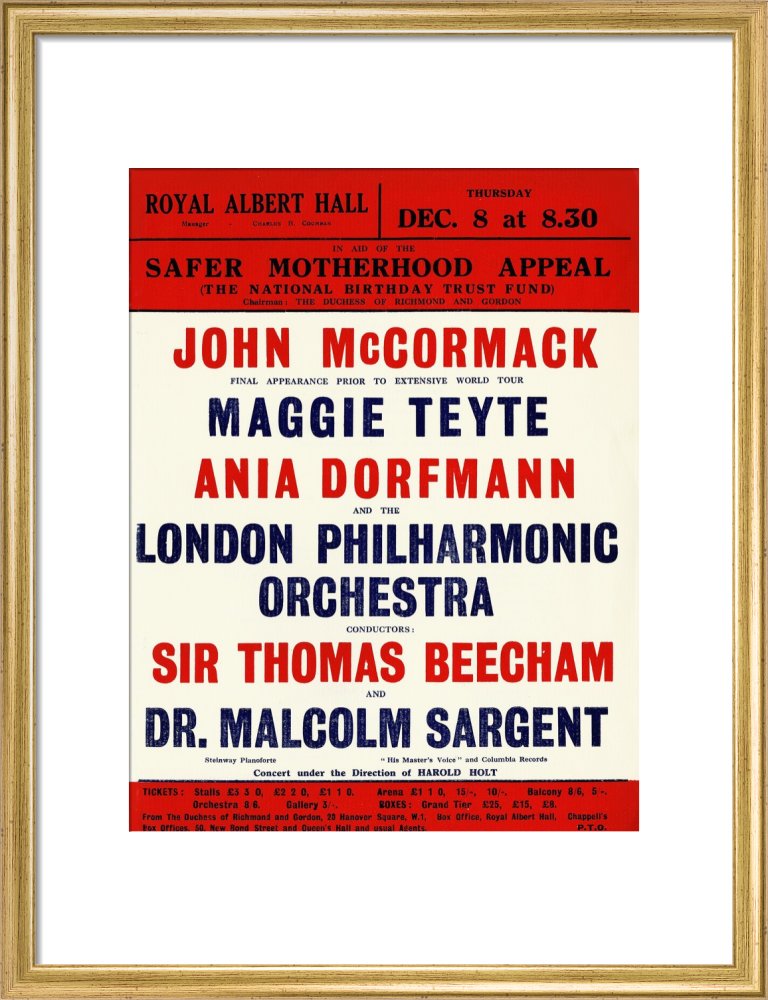 Handbill for a Grand Concert, in aid of the Safer Motherhood Appeal (The National Birthday Trust Fund), 8 December 1932 - Royal Albert Hall