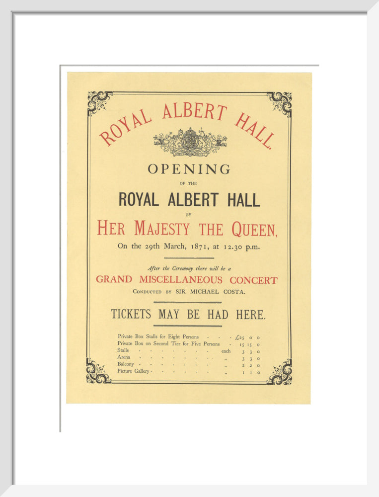Opening of the Royal Albert Hall Art Print