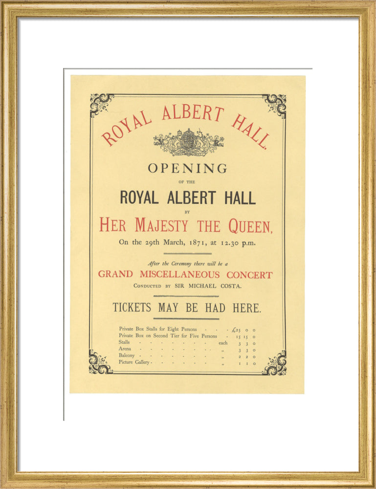 Opening of the Royal Albert Hall Art Print