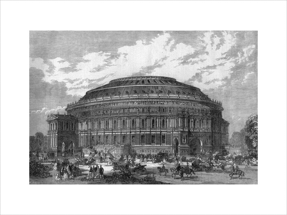 Black and White Construction Illustration of the Royal Albert Hall Art Print