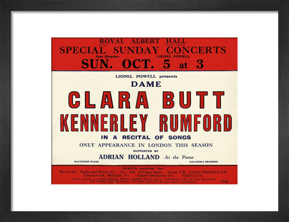 Dame Clara Butt and Kennerley Rumford's Special Sunday Concerts (1930-1931 Season) Art Print