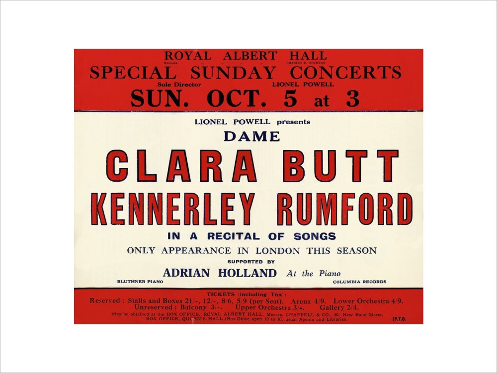 Dame Clara Butt and Kennerley Rumford's Special Sunday Concerts (1930-1931 Season) Art Print