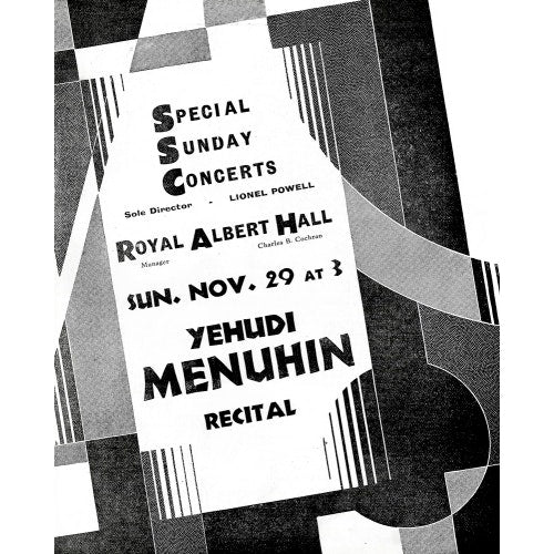 Programme for Special Sunday Concerts (1931-1932 Season) - Yehudi Menuhin, 29 November 1931 - Royal Albert Hall