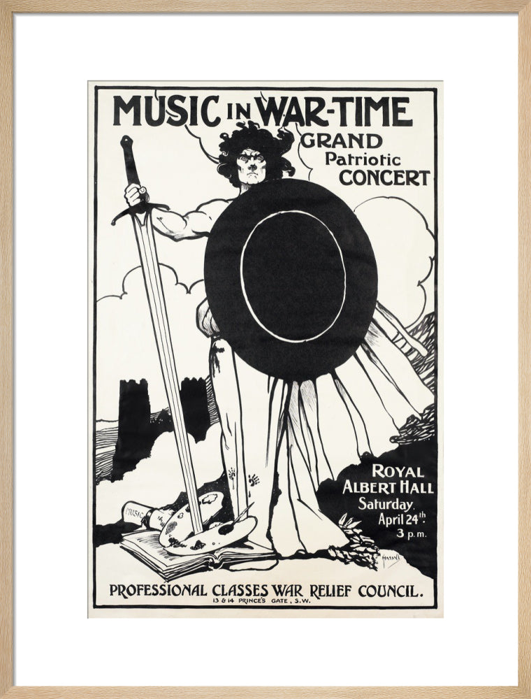 Grand Patriotic Concert, in aid of the Professional Classes War Relief Council and Recruiting Art Print
