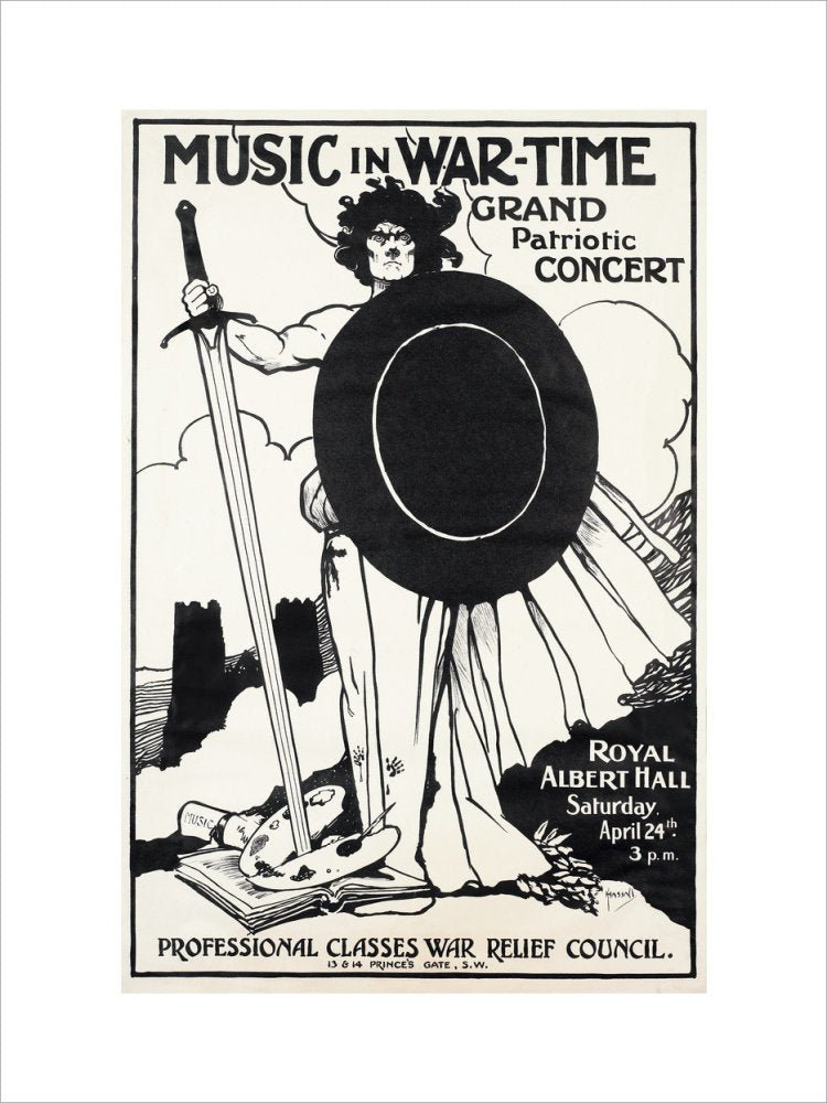 Grand Patriotic Concert, in aid of the Professional Classes War Relief Council and Recruiting Art Print