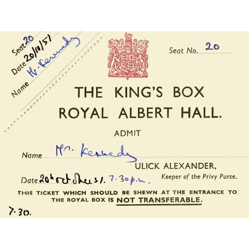 Ticket from a concert featuring Pouishnoff, George Weldon and the London Philharmonic Orchestra, 20 October 1957 - Royal Albert Hall