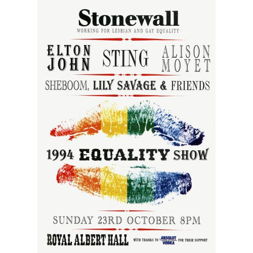 Handbill from Stonewall - 1994 Equality Show, 23 October 1994 - Royal Albert Hall