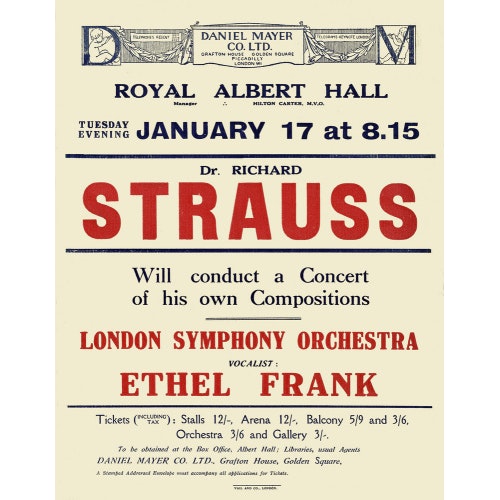 Handbill from Dr. Richard Strauss Concert, 17 January 1922 - Royal Albert Hall
