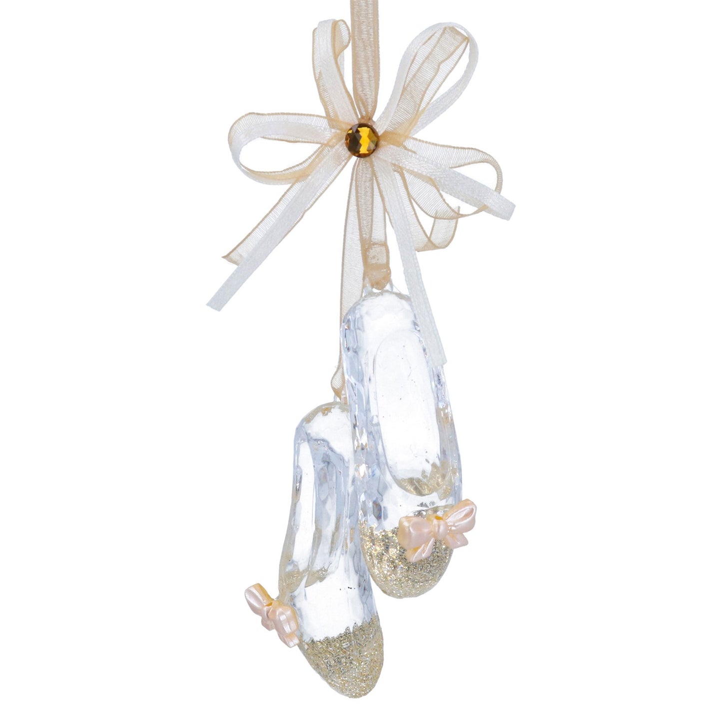 Clear Acrylic Gold Ribbon Ballets Shoes