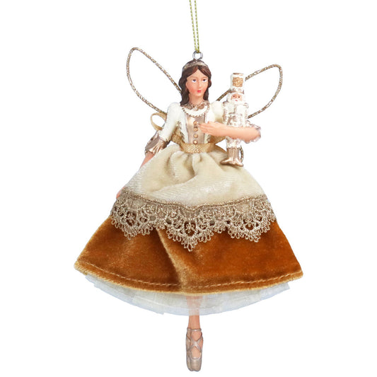 Cream & Gold Resin Fabric Nutcracker Fairy