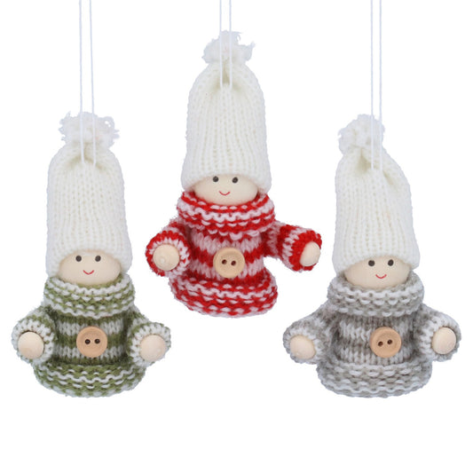 Knit Wood Scandi Girl Decoration
