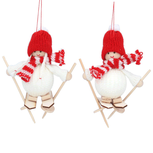 Red & White Knitted Fabric Skis