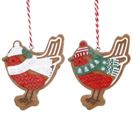 Resin Gingerbread Robin Decoration