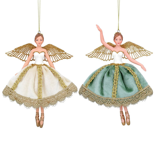 Gold/Green Resin Fabric Fairy